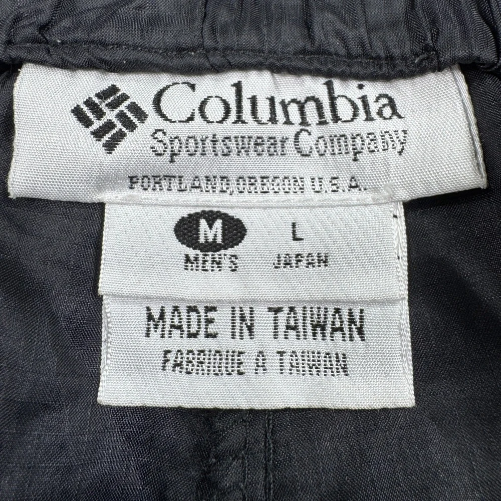 Columbia Mens‎ Nylon Packable Windbreaker Pants Black XL Elastic Waist Zip Cuffs